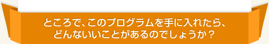 ところで、このプログラムを手に入れたら、どんないいことがあるのでしょうか？